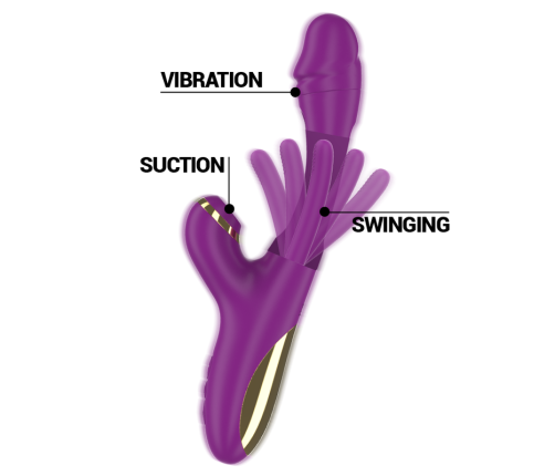 INTENSE - ATENEO RECHARGEABLE MULTIFUNCTION VIBRATOR 7 VIBRATIONS WITH OSCILLATING TONGUE AND PURPLE SUCTION