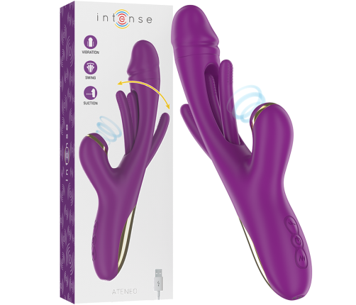 INTENSE - ATENEO RECHARGEABLE MULTIFUNCTION VIBRATOR 7 VIBRATIONS WITH OSCILLATING TONGUE AND PURPLE SUCTION