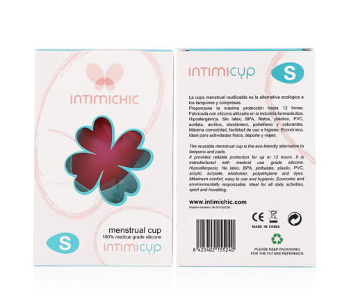 INTIMICHIC - MENSTRUAL CUP MEDICAL GRADE SILICONE - SIZE S
