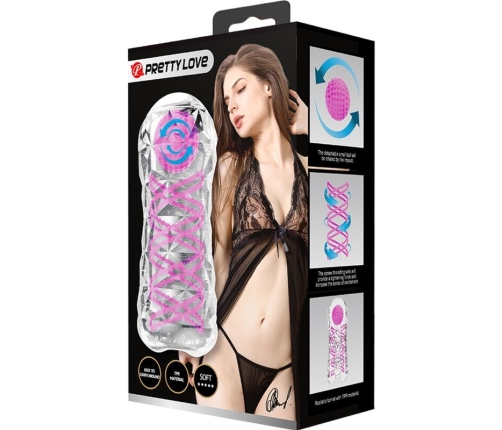 PRETTY LOVE - MASTURBADOR MASCULINO FANTASY ESPIRAL INTERNA Y BOLAS TRANSPARENTE