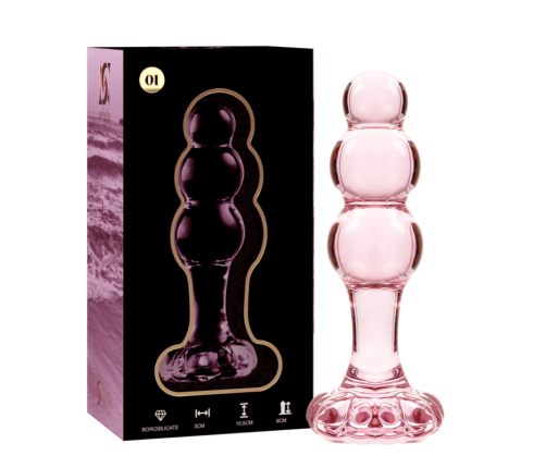NEBULA SERIES BY IBIZA - MODEL 1 ANAL PLUG BOROSILICATE GLASS PINK 10.5 CM -O- 3 CM