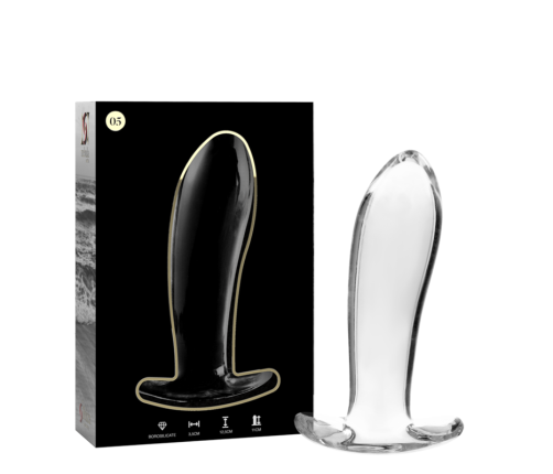 NEBULA SERIES BY IBIZA - MODEL 5 ANAL PLUG BOROSILICATE GLASS CLEAR 12.5 CM -O- 3.5 CM