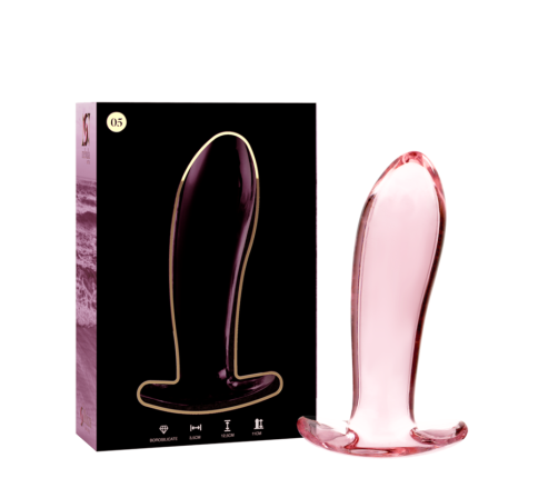 NEBULA SERIES BY IBIZA - MODEL 5 ANAL PLUG BOROSILICATE GLASS PINK 12.5 CM -O- 3.5 CM