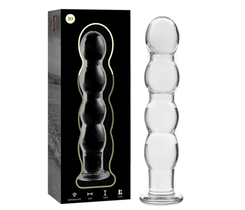 NEBULA SERIES BY IBIZA - MODEL 10 DILDO BOROSILICATE GLASS CLEAR 16.5 CM -O- 3.5 CM