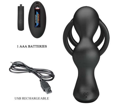 PRETTY LOVE - MARSHALL ANILLO PARA PENE + PLUG ANAL VIBRATORIO & CONTROL REMOTO