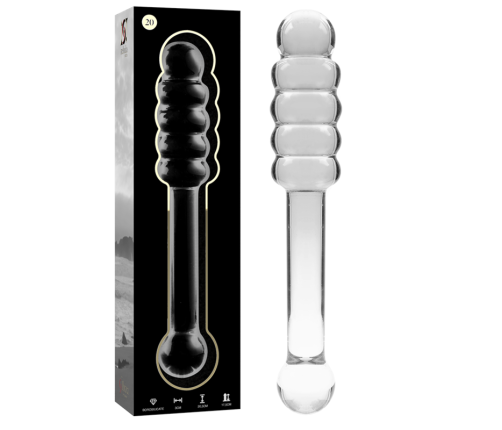 NEBULA SERIES BY IBIZA - MODEL 20 DILDO BOROSILICATE GLASS CLEAR 20.5 CM -O- 3 CM