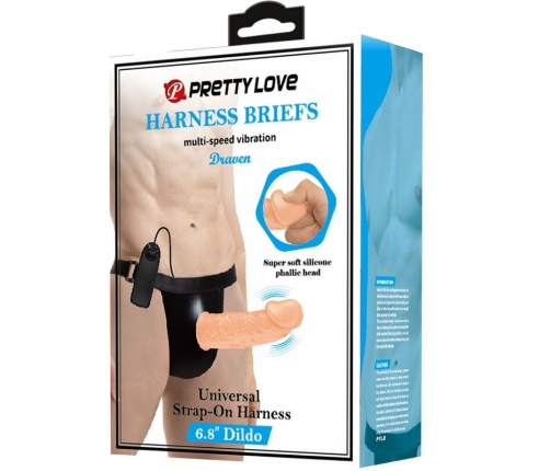 PRETTY LOVE - HARNESS BRIEFS CON VIBRACIÓN DILDO INCLUIDO