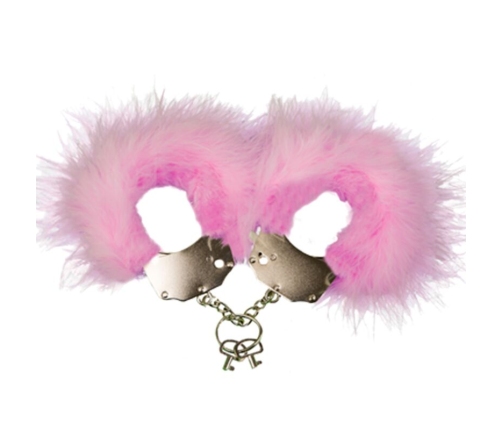 ADRIEN LASTIC - METAL HANDCUFFS WITH PINK FEATHERS