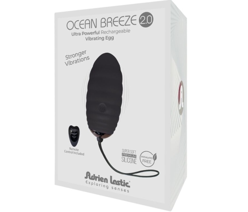 ADRIEN LASTIC - OCEAN BREEZE 2.0 RECHARGEABLE VIBRATING EGG REMOTE CONTROL BLACK