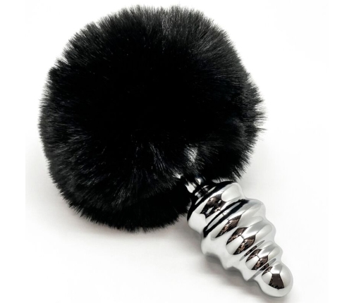 ALIVE - ANAL PLEASURE PLUG SPIRAL METAL FLUFFY BLACK SIZE L