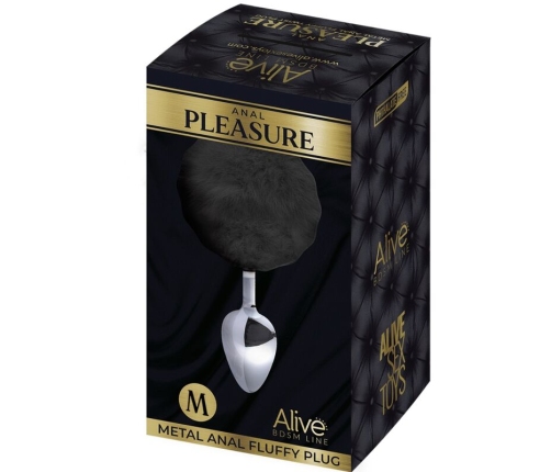 ALIVE - ANAL PLEASURE PLUG SPIRAL METAL FLUFFY BLACK SIZE M