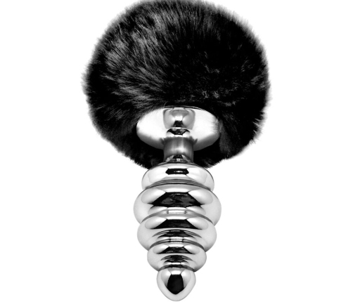 ALIVE - ANAL PLEASURE PLUG SPIRAL METAL FLUFFY BLACK SIZE L