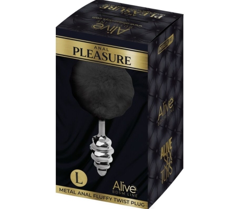 ALIVE - ANAL PLEASURE PLUG SPIRAL METAL FLUFFY BLACK SIZE L