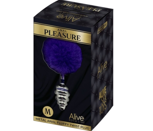 ALIVE - ANAL PLEASURE PLUG SPIRAL METAL FLUFFY DARK VIOLET SIZE M