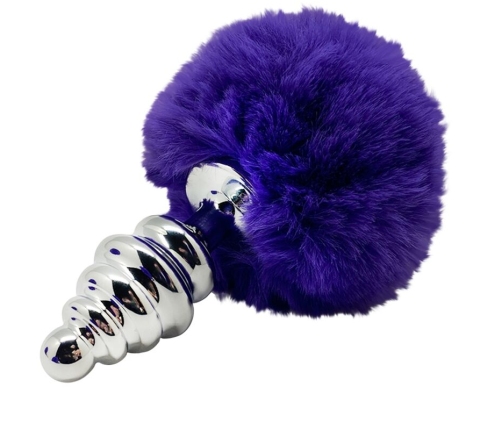 ALIVE - ANAL PLEASURE PLUG SPIRAL METAL FLUFFY DARK VIOLET SIZE M
