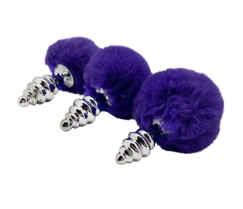 ALIVE - ANAL PLEASURE PLUG SPIRAL METAL FLUFFY DARK VIOLET SIZE S
