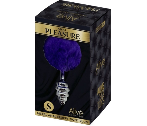 ALIVE - ANAL PLEASURE PLUG SPIRAL METAL FLUFFY DARK VIOLET SIZE S