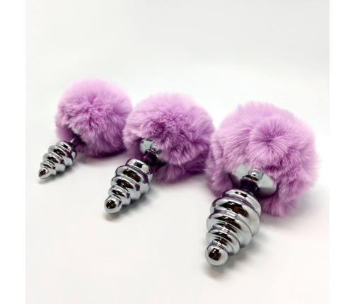 ALIVE - ANAL PLEASURE PLUG SPIRAL METAL FLUFFY VIOLET SIZE S