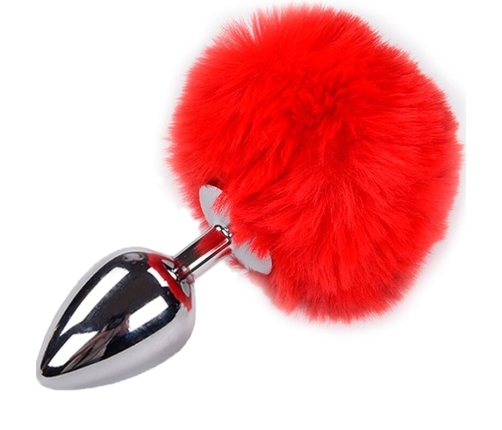 ALIVE - ANAL PLEASURE PLUG SMOOTH METAL FLUFFY RED SIZE L