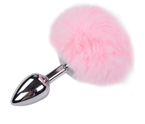 ALIVE - ANAL PLEASURE PLUG SMOOTH METAL FLUFFY PINK SIZE L
