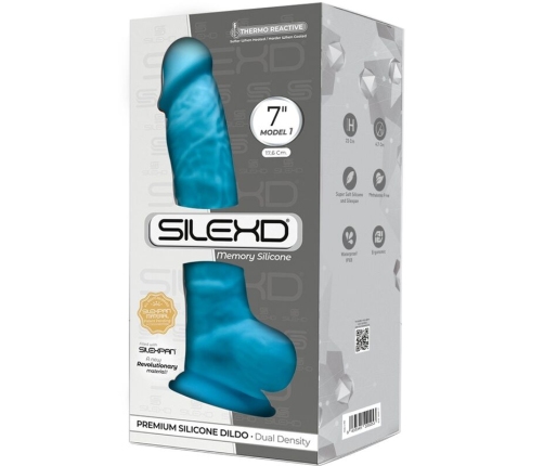 SILEXD - MODEL 1 REALISTIC PENIS PREMIUM SILEXPAN SILICONE BLUE 17.5 CM