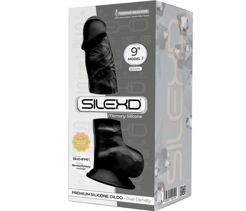SILEXD - MODEL 1 REALISTIC PENIS PREMIUM SILEXPAN SILICONE BLACK 23 CM