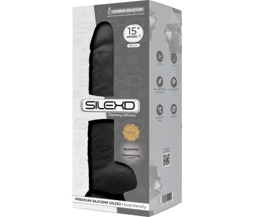SILEXD - MODEL 1 REALISTIC PENIS PREMIUM SILEXPAN SILICONE BLACK 38 CM