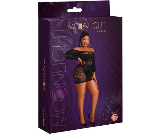 MOONLIGHT - MODEL 7 LONG SLEEVE DRESS BLACK PLUS SIZE