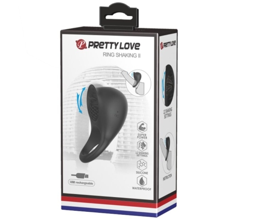 PRETTY LOVE - ANILLO VIBRADOR PARA PENE CON LENGUA NEGRO