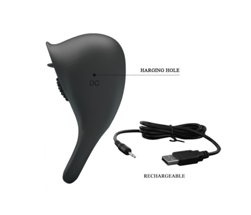 PRETTY LOVE - ANILLO VIBRADOR PARA PENE CON LENGUA NEGRO