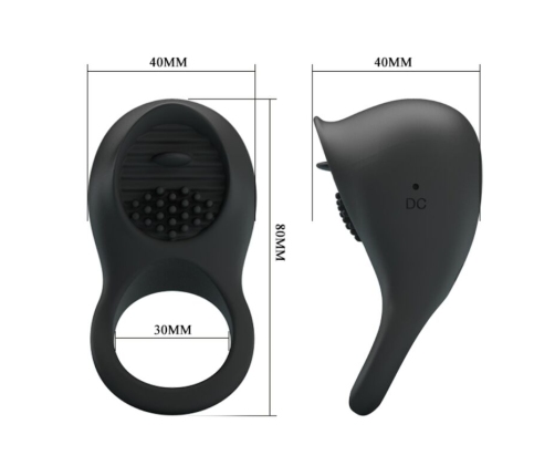 PRETTY LOVE - ANILLO VIBRADOR PARA PENE CON LENGUA NEGRO