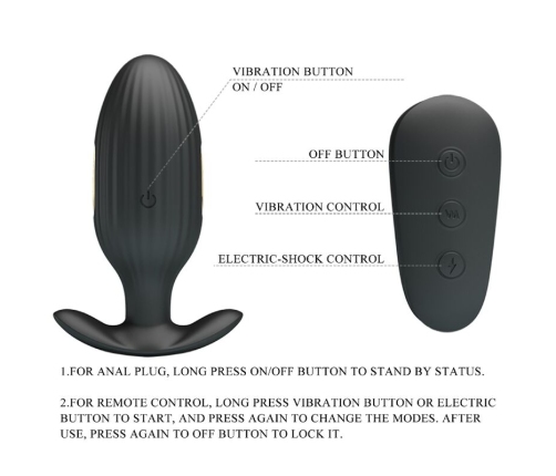 PRETTY LOVE - KELLY PLUG ANAL VIBRADOR RECARGABLE NEGRO