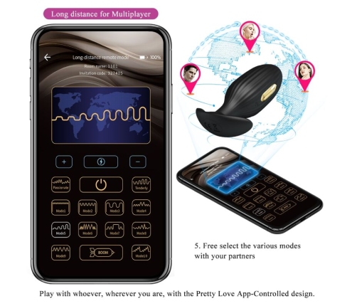 PRETTY LOVE - JEFFERSON APP CONTROLLED ANAL PLUG BLACK