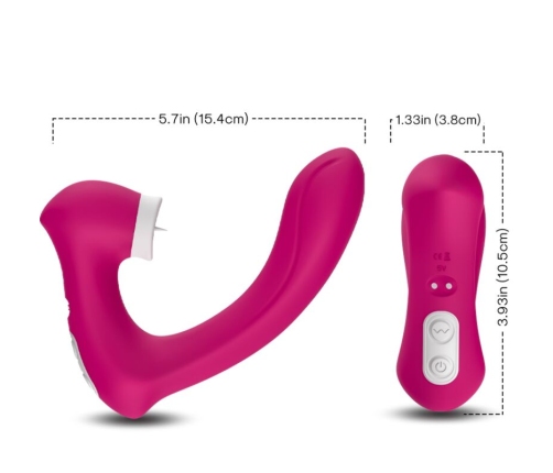 ARMONY - SECRETKISS ESTIMULADOR CON LENGUA CLITORIS & VIBRADOR CURVO FUCSIA