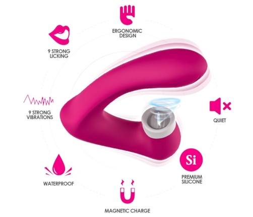 ARMONY - SECRETKISS ESTIMULADOR CON LENGUA CLITORIS & VIBRADOR CURVO FUCSIA