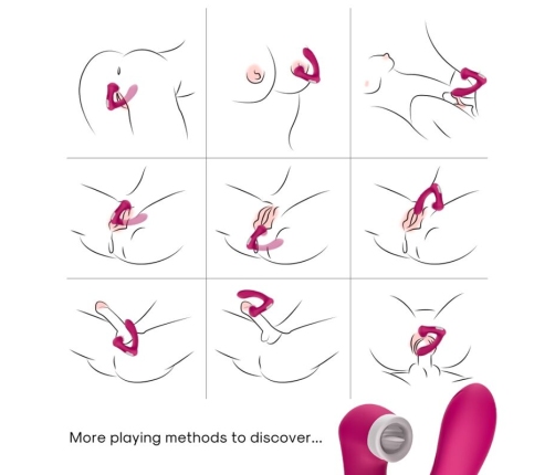 ARMONY - SECRETKISS ESTIMULADOR CON LENGUA CLITORIS & VIBRADOR CURVO FUCSIA