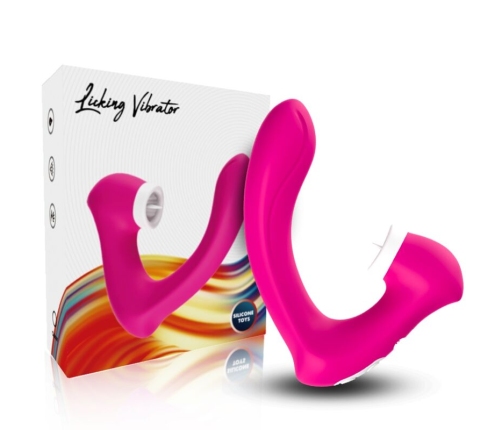 ARMONY - SECRETKISS ESTIMULADOR CON LENGUA CLITORIS & VIBRADOR CURVO FUCSIA