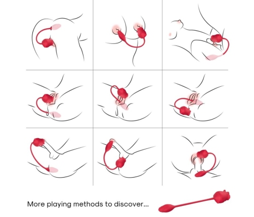 ARMONY - PINK 2 IN 1 SUCTION STIMULATOR & VIBRATOR 10 MODES WITH RED TAIL