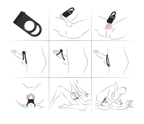 ARMONY - TWINS DOUBLE VIBRATOR RING FOR COUPLES BLACK