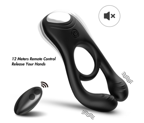 ARMONY - VEYRON DOUBLE VIBRATOR RING TOY FOR COUPLES REMOTE CONTROL BLACK