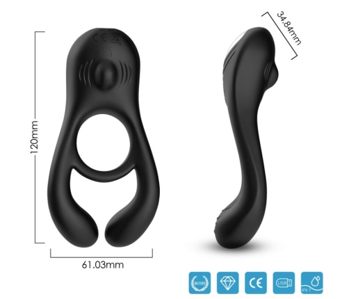 ARMONY - VEYRON DOUBLE VIBRATOR RING TOY FOR COUPLES REMOTE CONTROL BLACK