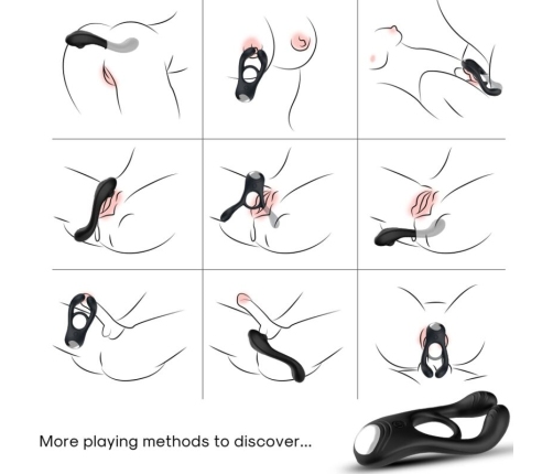 ARMONY - VEYRON DOUBLE VIBRATOR RING TOY FOR COUPLES REMOTE CONTROL BLACK