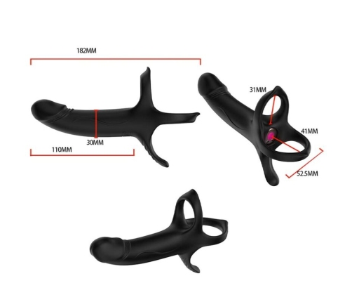 ARMONY - DILDO WITH RING & VIBRATOR REMOTE CONTROL BLACK