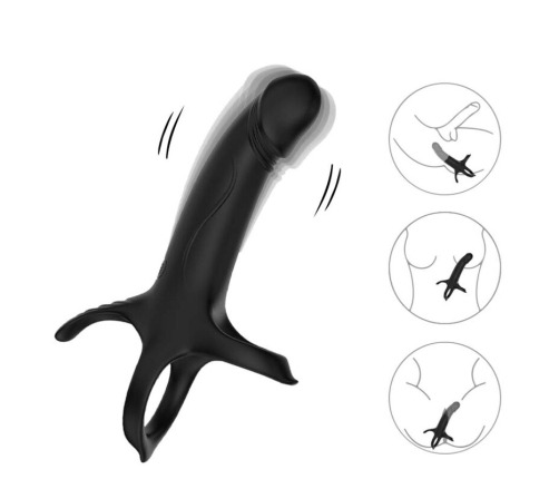 ARMONY - DILDO WITH RING & VIBRATOR REMOTE CONTROL BLACK