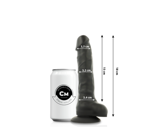 COCK MILLER - DILDO REALISTIC SILICONE DENSITY ARTICULABLE BLACK 18 CM