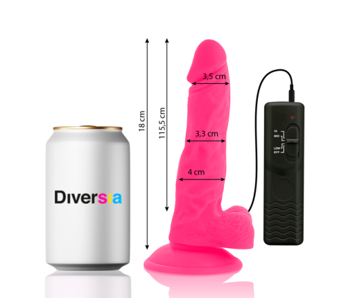 DIVERSIA - FLEXIBLE VIBRATING DILDO PINK 18 CM -O- 4 CM