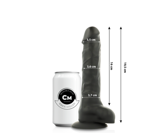 COCK MILLER - DILDO REALISTIC SILICONE DENSITY ARTICULABLE BLACK 19.5 CM