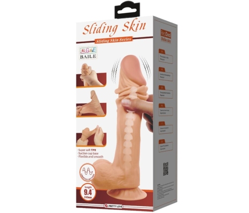 PRETTY LOVE - SLIDING SKIN SERIES REALISTIC DILDO WITH SLIDING SKIN SUCTION CUP REMOTE CONTROL FLESH 24 CM