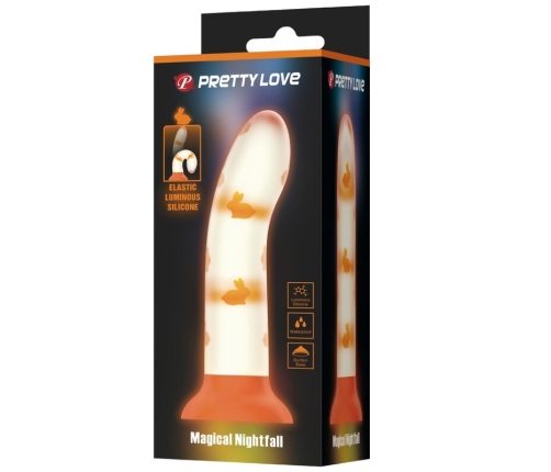 PRETTY LOVE - MAGICAL NIGHTFALL DILDO SIN VIBRACIÓN LUMINOSO NARANJA