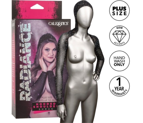CALEXOTICS - RADIANCE HOODED SHOULDER SHRUG RHINE PLUS SIZE